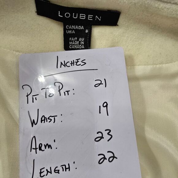 Vtg Wool Cashmere Blend Quiet Luxury Cream Minimalist Jacket Womens Sz 8 Louben - Picture 7 of 9